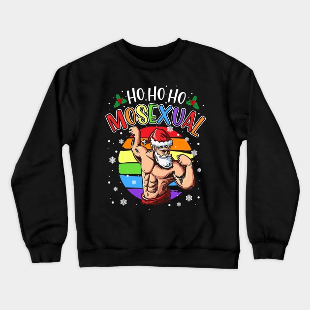 Ho Ho Ho Mosexual Gay Santa LGBT Pun Gay Pride Christmas Crewneck Sweatshirt by HBart